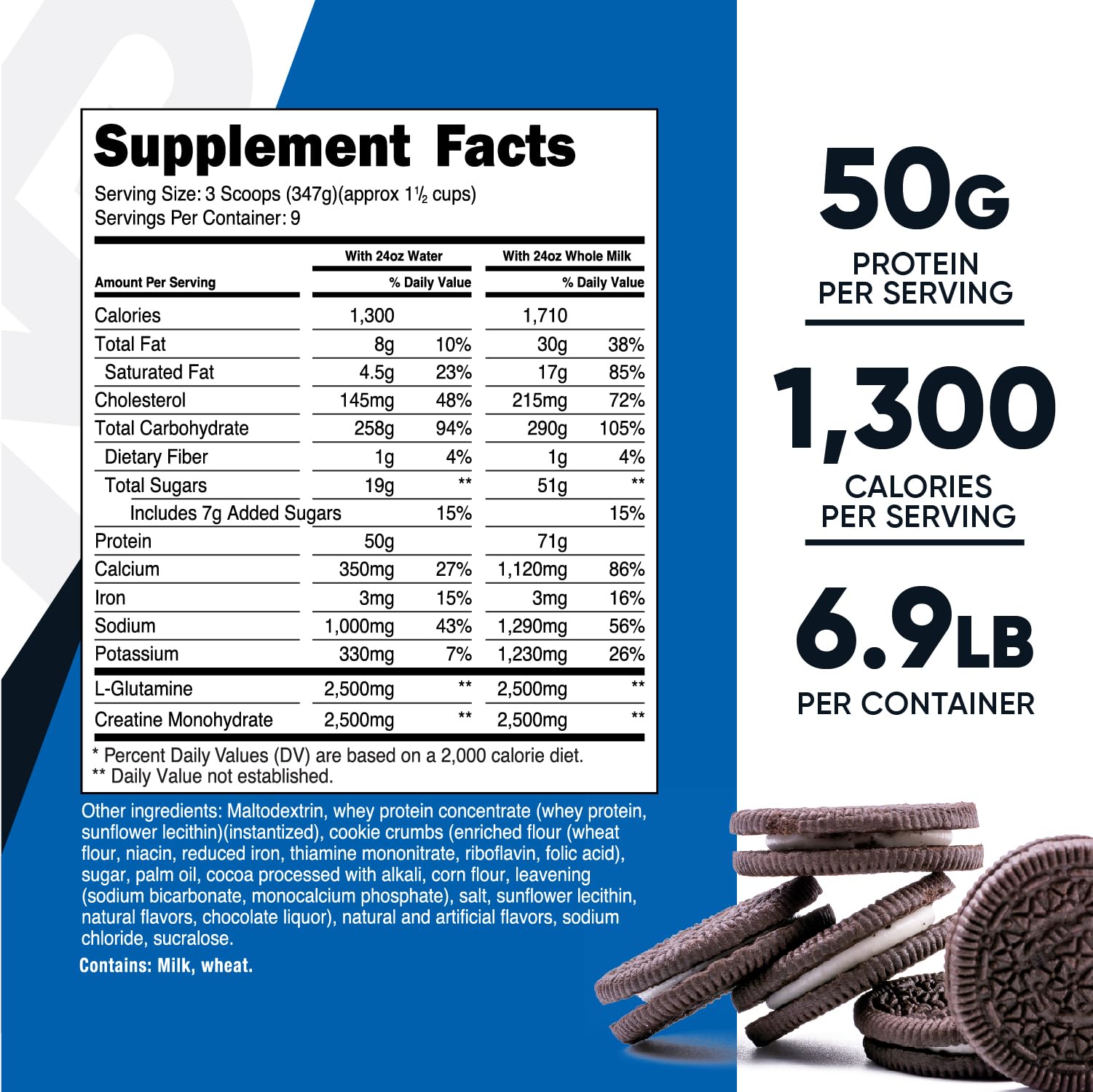Foto 3 pulgar | Mass Gainer Nutricost Con Sabor A Galletas Y Crema, 3,13 Kg, 50 G De Proteína - Venta Internacional.