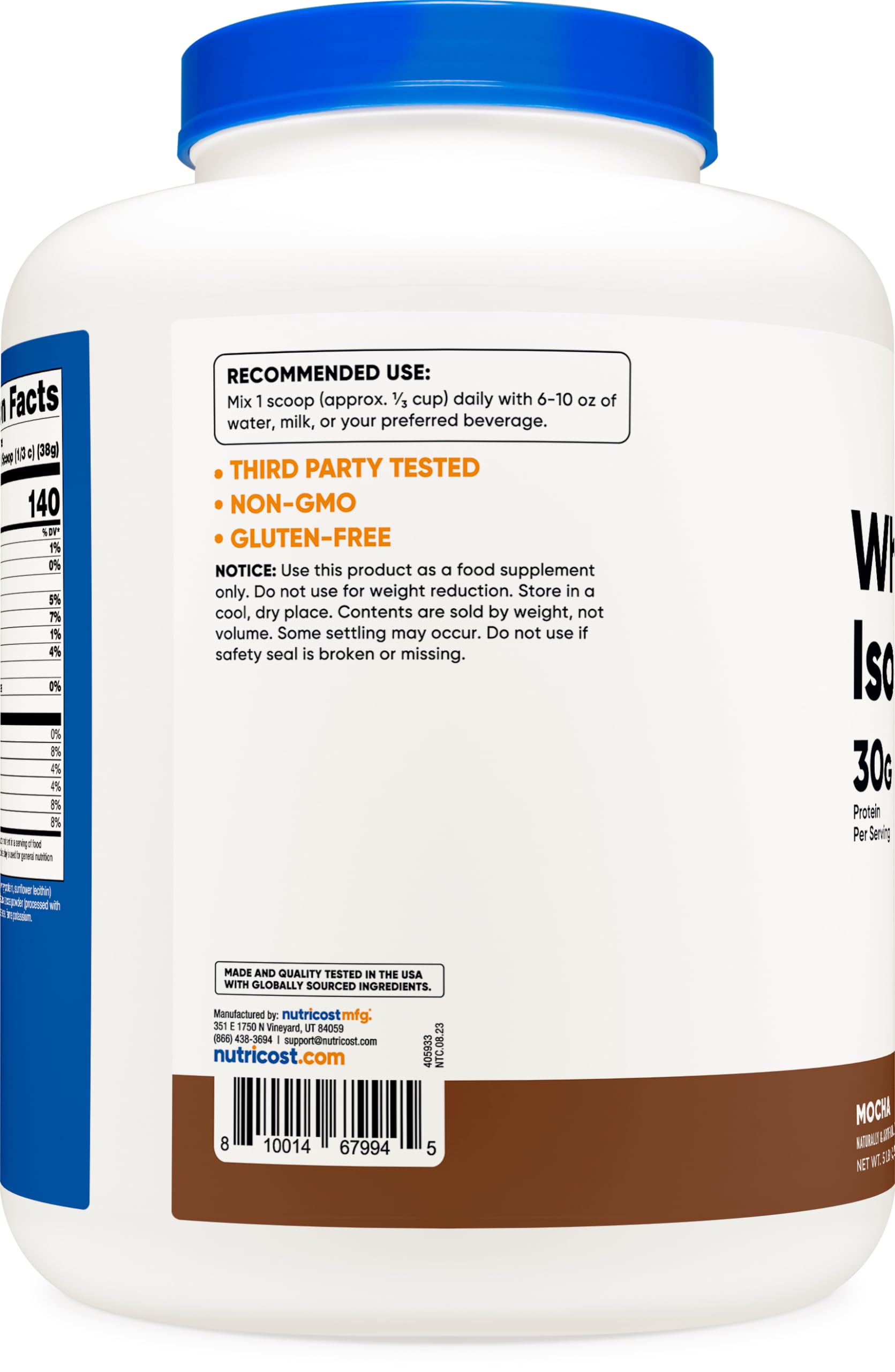 Foto 5 pulgar | Proteína En Polvo Nutricost Whey Protein Isolate Mocha 2.27 Kg - Venta Internacional.