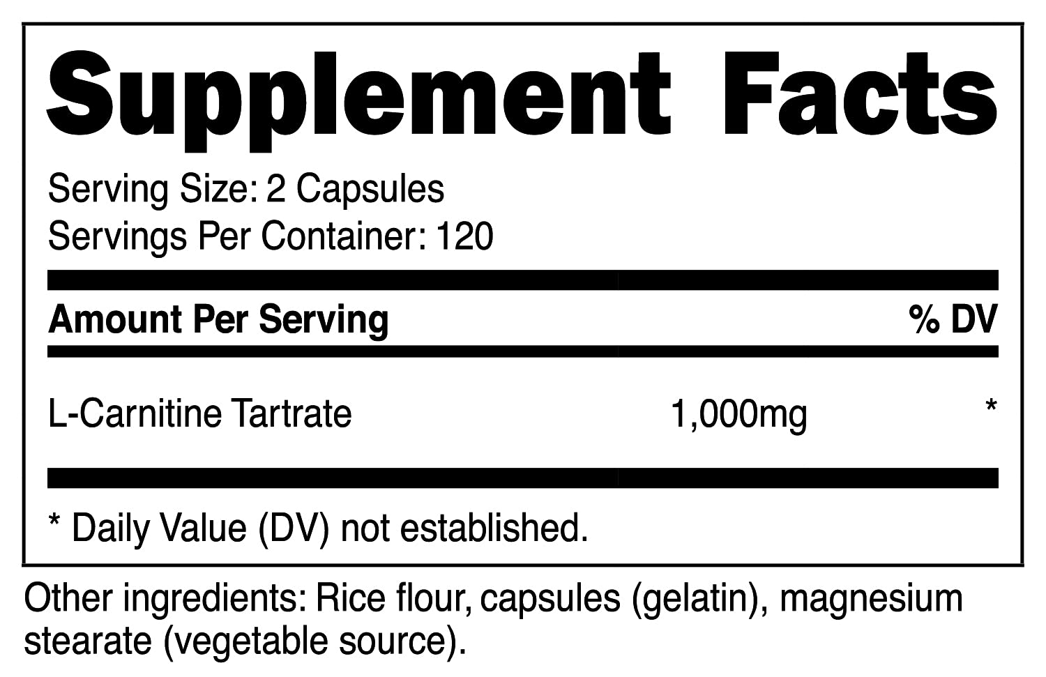 Foto 3 pulgar | Suplemento Nutricost De Tartrato De L-carnitina 500 Mg 240 Cápsulas - Venta Internacional.