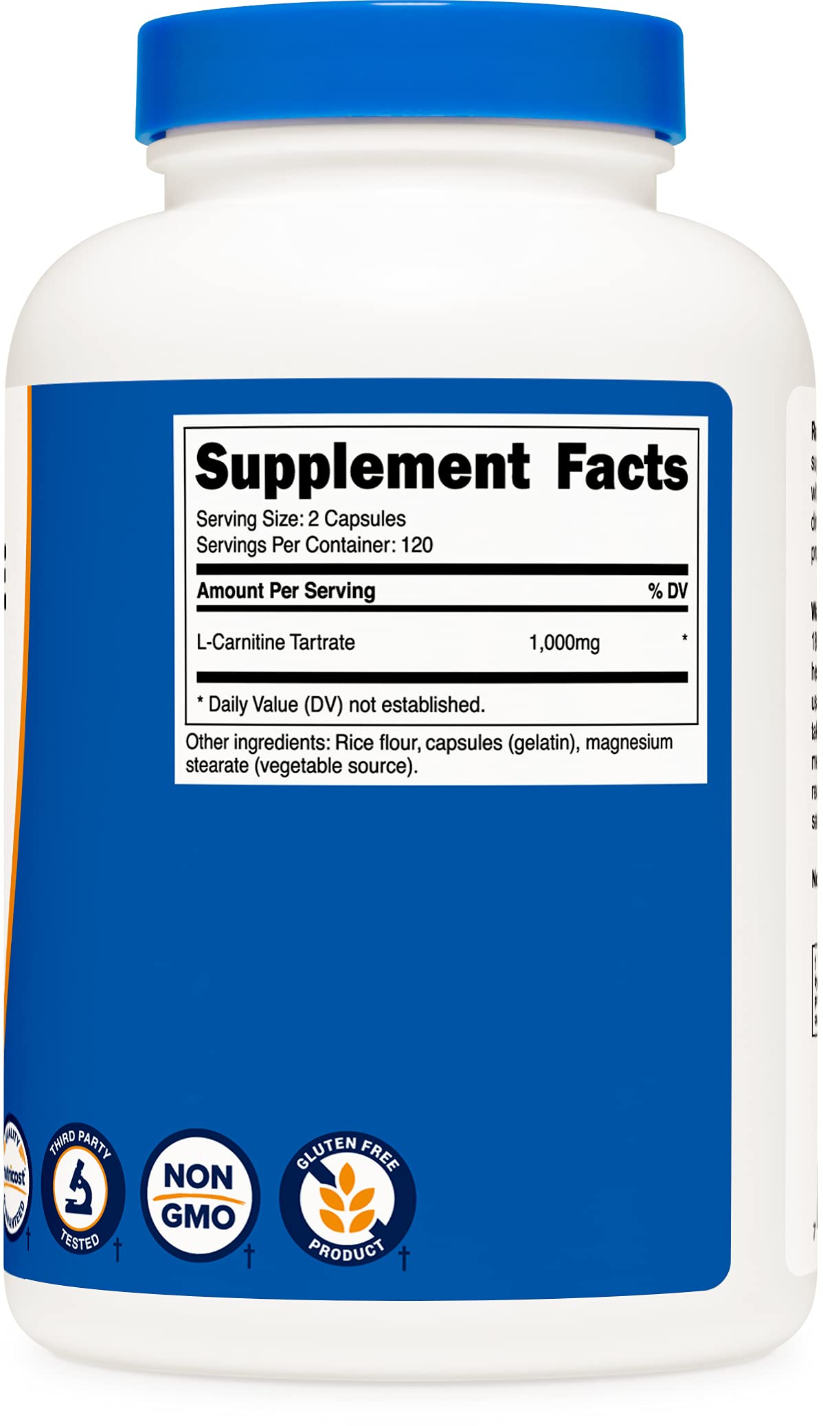 Foto 7 pulgar | Suplemento Nutricost De Tartrato De L-carnitina 500 Mg 240 Cápsulas - Venta Internacional.