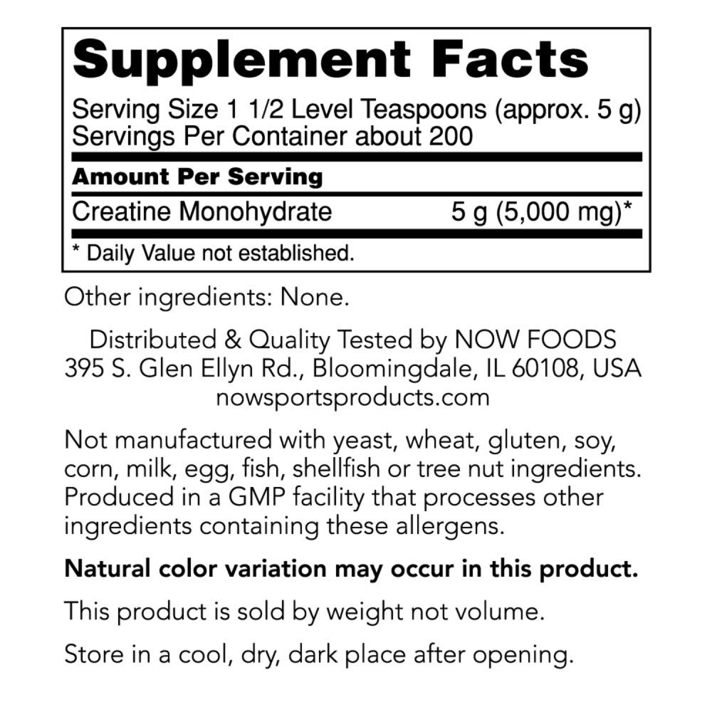 Foto 3 pulgar | Suplemento Now Sports Nutrition Con Monohidrato De Creatina, 1 Kg - Venta Internacional.