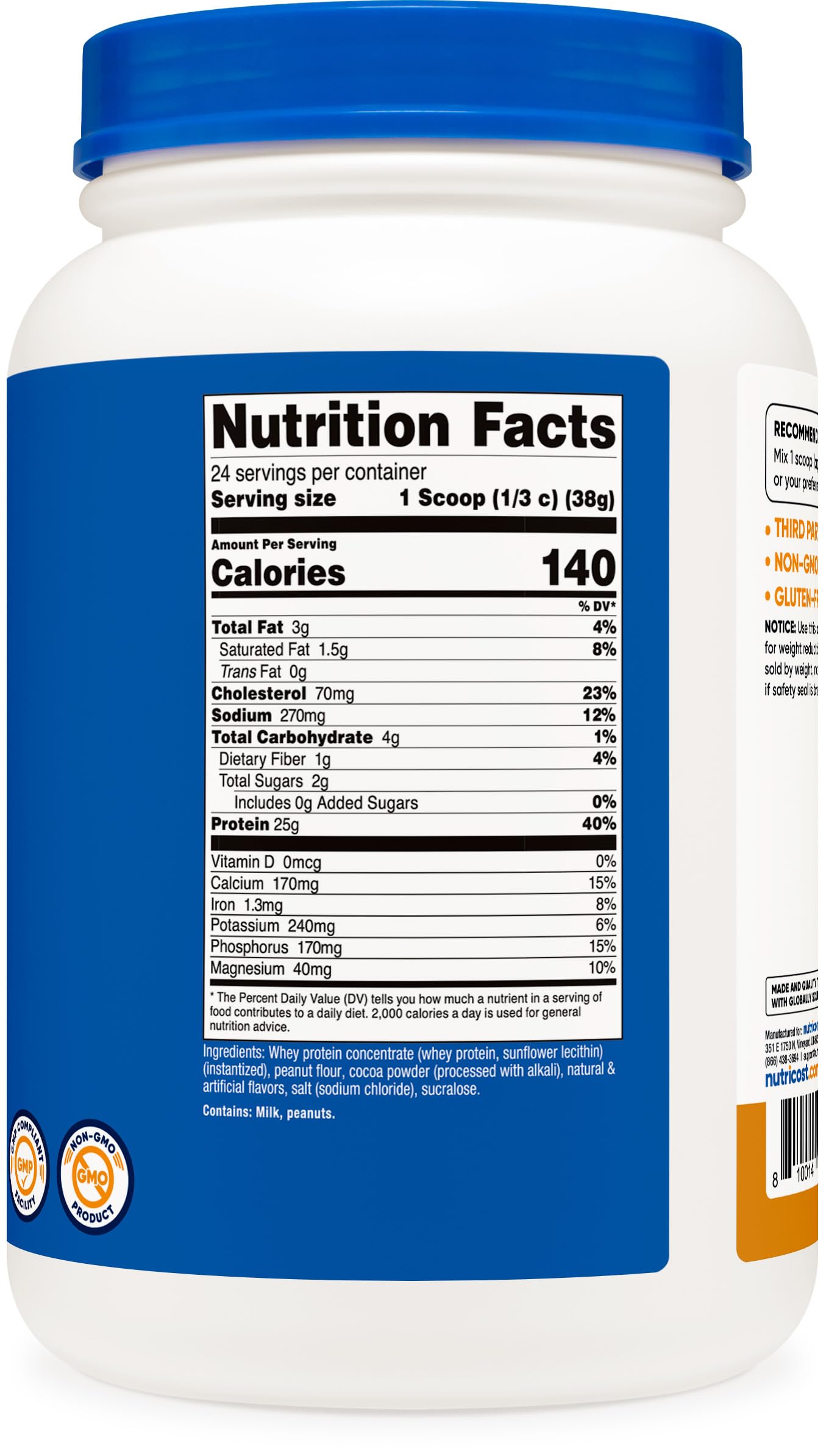 Foto 5 | Concentrado De Proteína De Suero Nutricost, Chocolate Y Mantequilla De Cacahuete, 2 Kg - Venta Internacional.