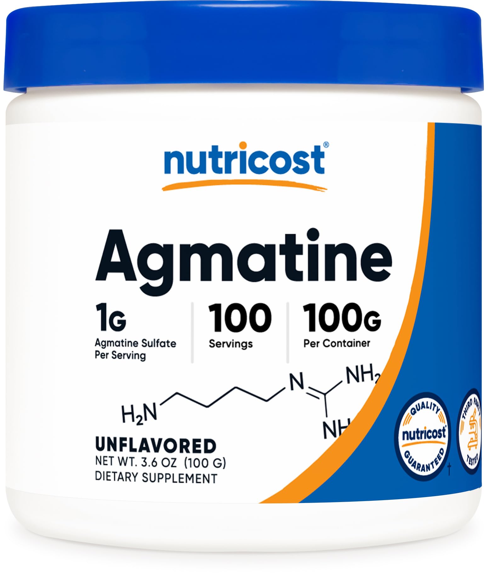 Foto 2 pulgar | Suplemento Nutricost De Sulfato De Agmatina, 100 G, En Polvo, 100 Porciones - Venta Internacional.