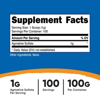 Foto 2 | Suplemento Nutricost De Sulfato De Agmatina, 100 G, En Polvo, 100 Porciones - Venta Internacional.