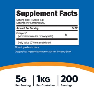 Foto 2 | Suplemento De Monohidrato De Creatina Creapure De Nutricost, 1 Kg - Venta Internacional.