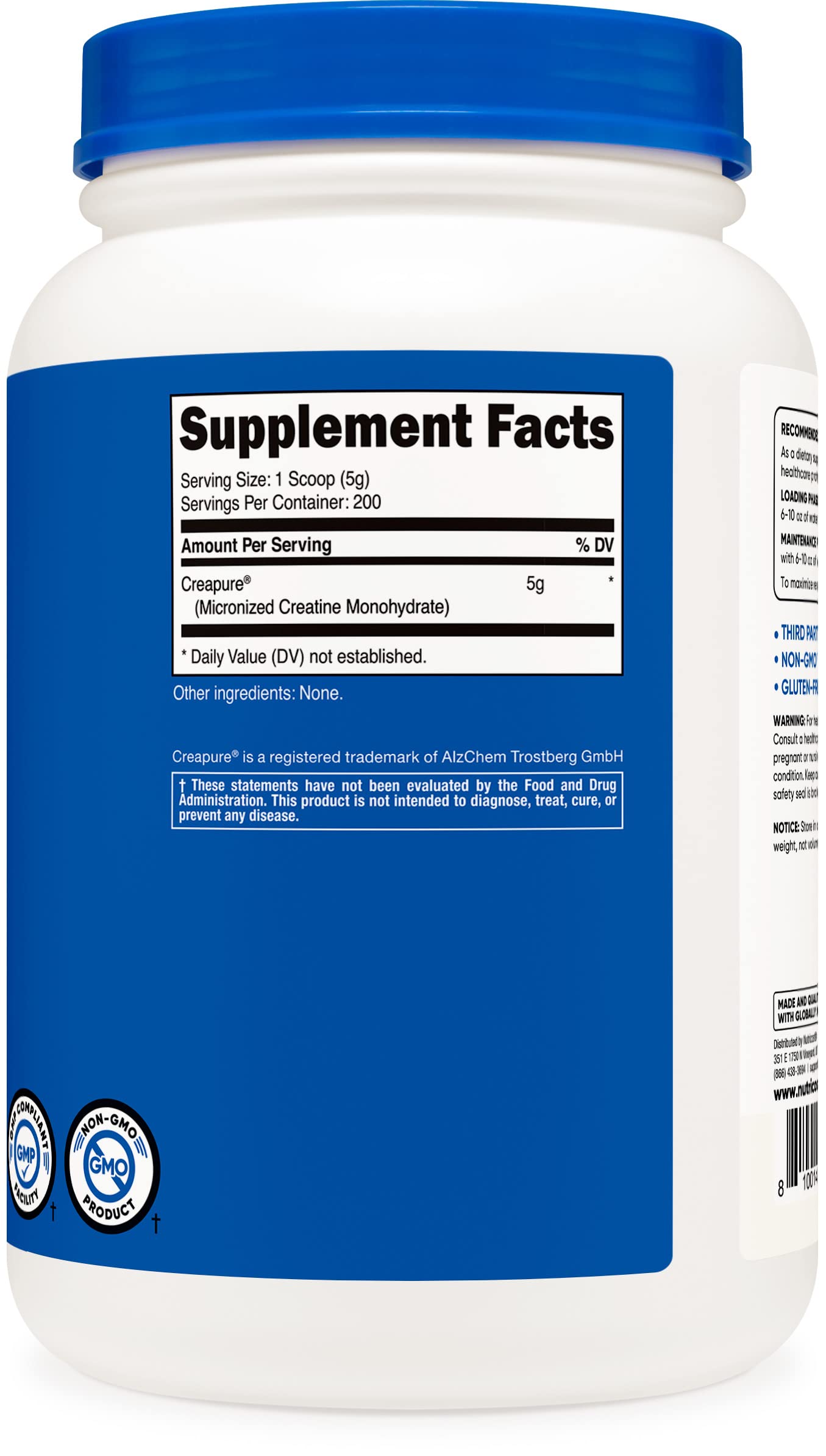 Foto 5 pulgar | Suplemento De Monohidrato De Creatina Creapure  De Nutricost, 1 Kg - Venta Internacional.