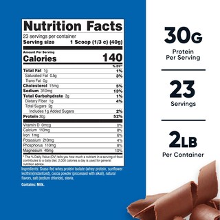 Foto 2 | Chocolate Alimentado Con Pasto Nutricost Aislado Con Proteína De Suero, 907 G - Venta Internacional.