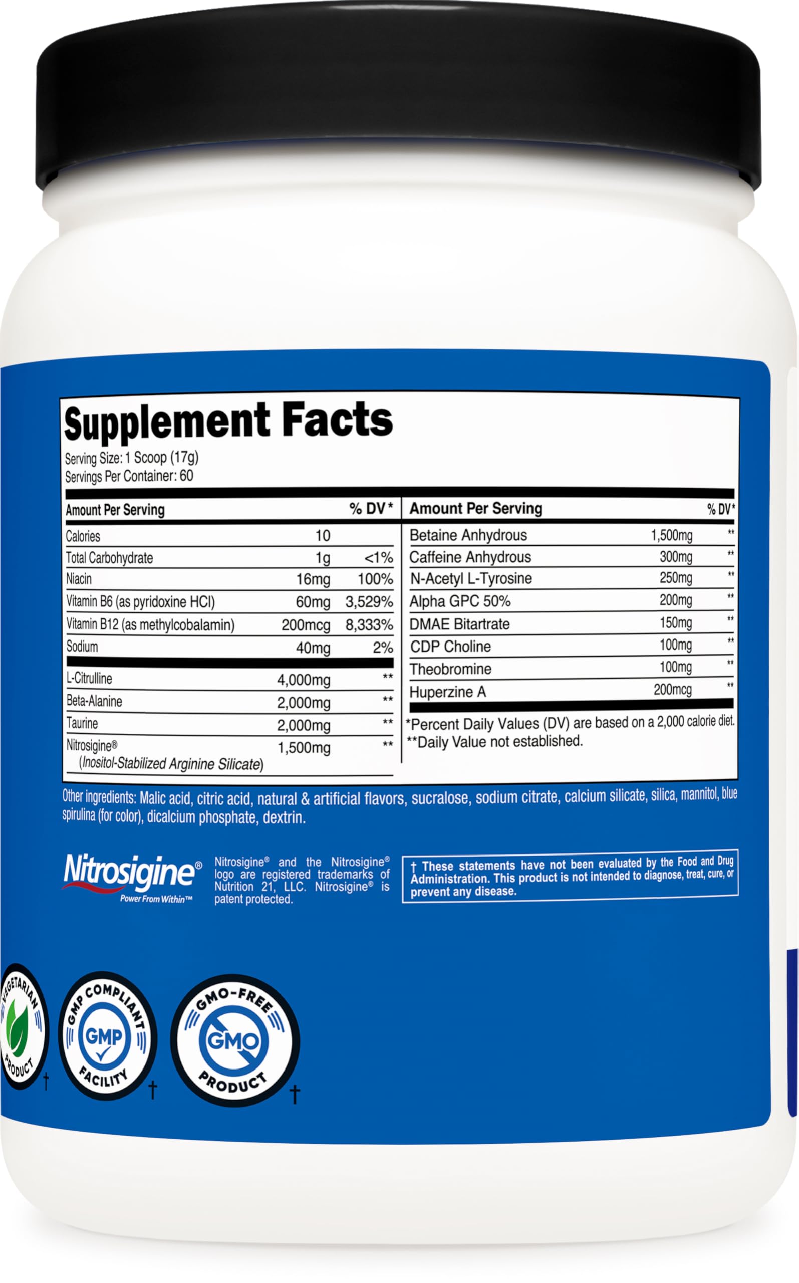 Foto 6 pulgar | Polvo Pre-entrenamiento Nutricost Pre-x Xtreme Blue Raspberry 60s - Venta Internacional.