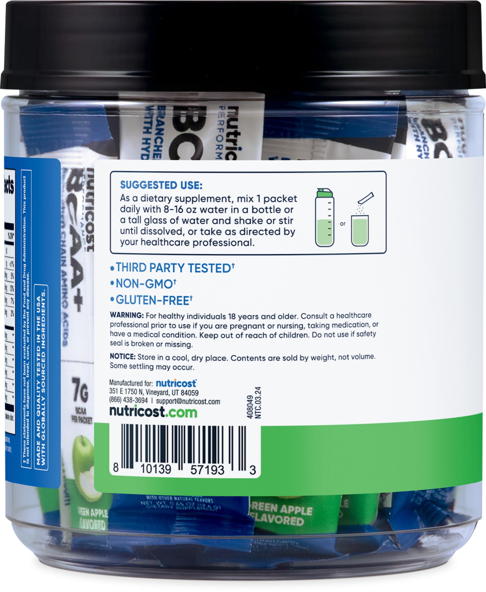 Foto 5 pulgar | Suplemento Nutricost Bcaa+ Hydration Con Sabor A Manzana Verde - Venta Internacional.