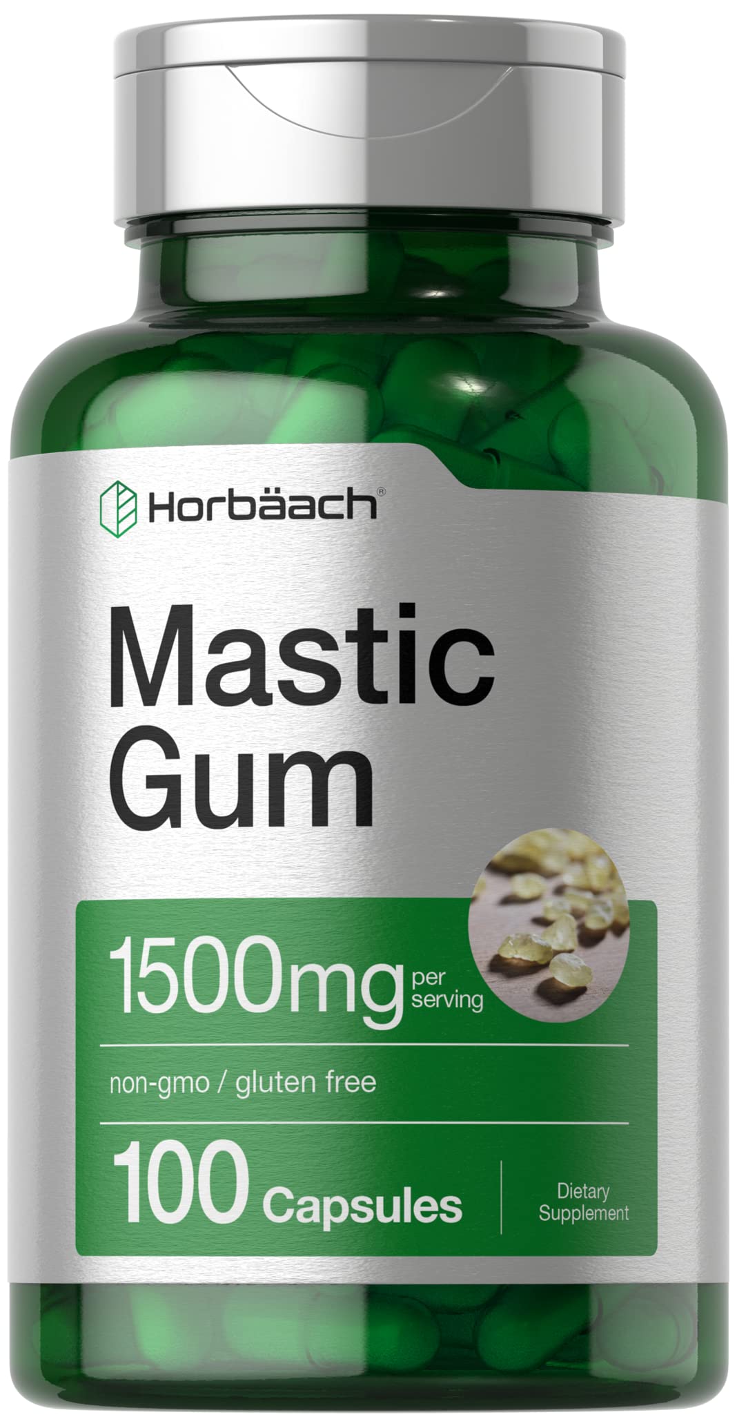 Foto 2 pulgar | Suplemento Horbaach Mastic Gum, Cápsulas De 1500 Mg, 100 Unidades - Venta Internacional.