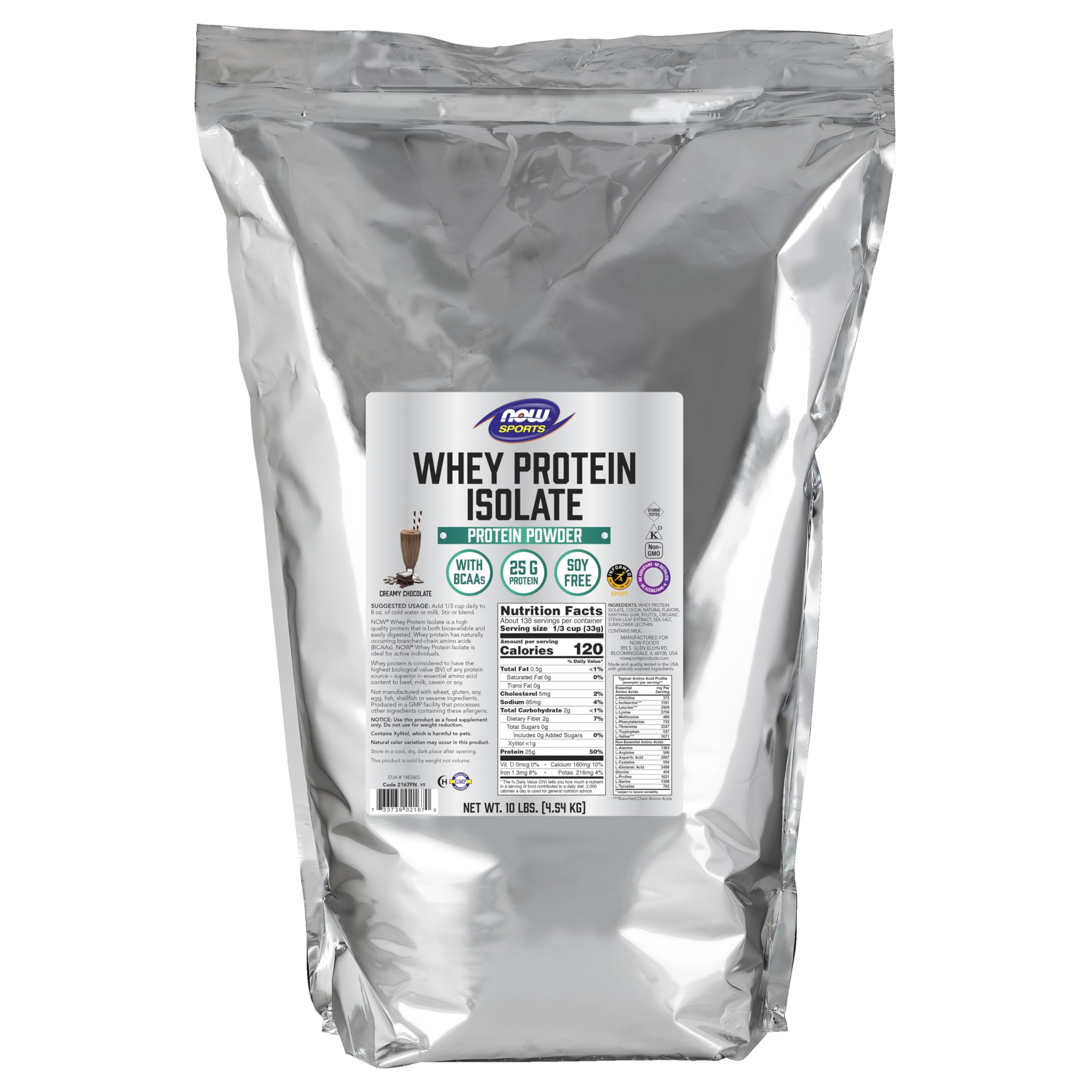 Foto 1 | Whey Protein Isolate Now Foods Sports, Chocolate Cremoso De 4,54 Kg - Venta Internacional.
