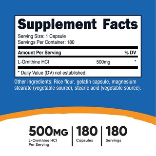 Foto 2 | Suplemento Nutricost L-ornitina 500 Mg 180 Cápsulas - Venta Internacional.