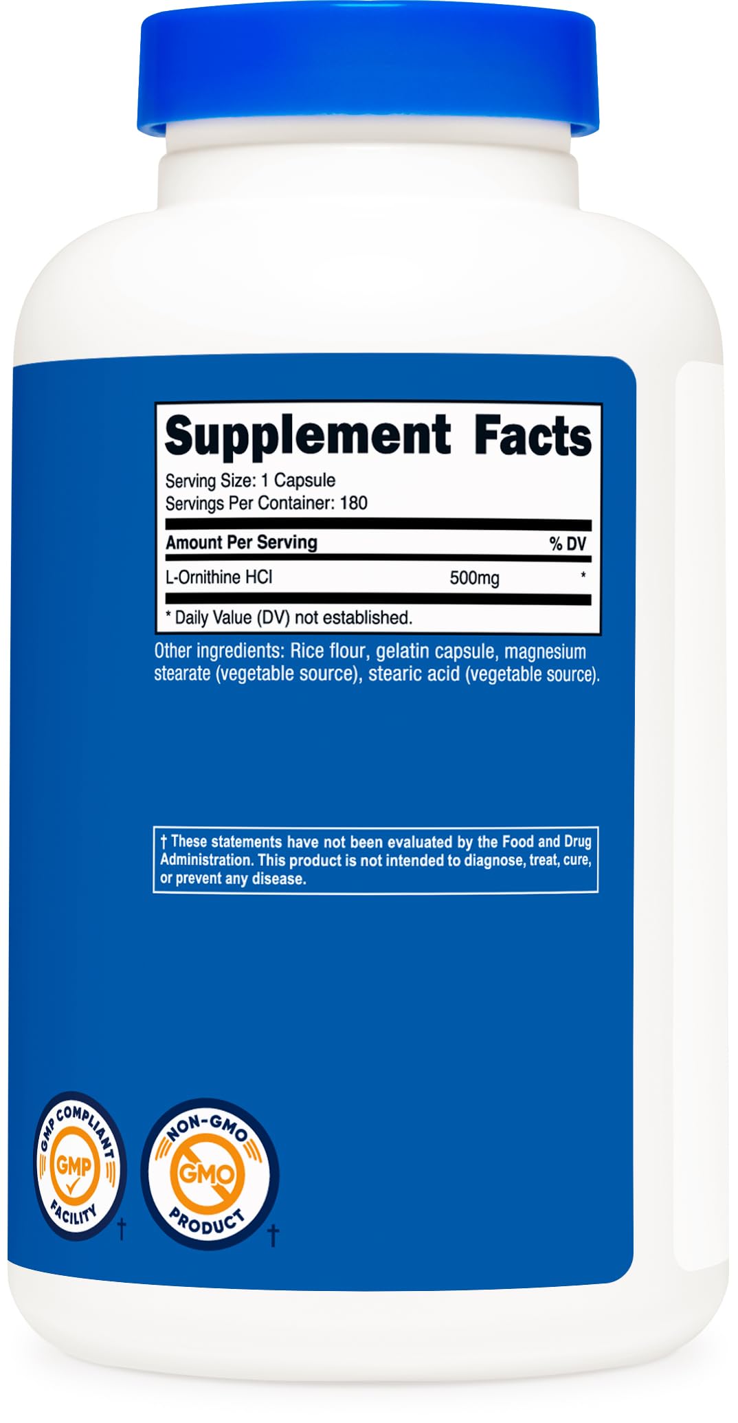 Foto 5 pulgar | Suplemento Nutricost L-ornitina 500 Mg 180 Cápsulas - Venta Internacional.