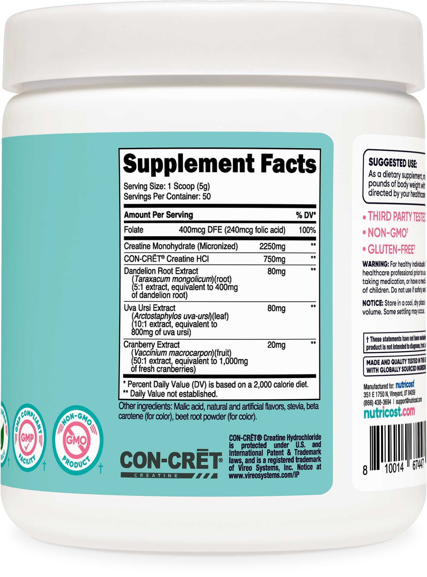 Foto 5 pulgar | Suplemento Nutricost De Monohidrato De Creatina En Polvo 150 G - Venta Internacional.