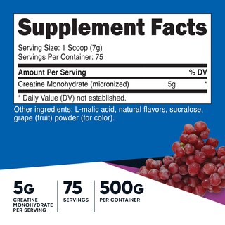 Foto 2 | Monohidrato De Creatina En Polvo Nutricost Sabor A Uva 500g - Venta Internacional.