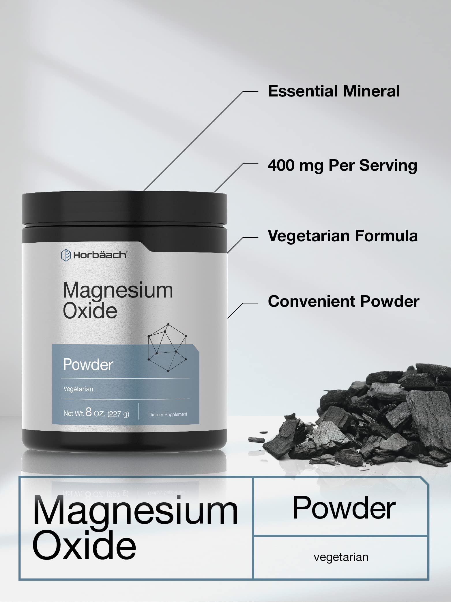 Foto 4 pulgar | Suplemento Horbäach De Óxido De Magnesio En Polvo 400 Mg 227 G - Venta Internacional.