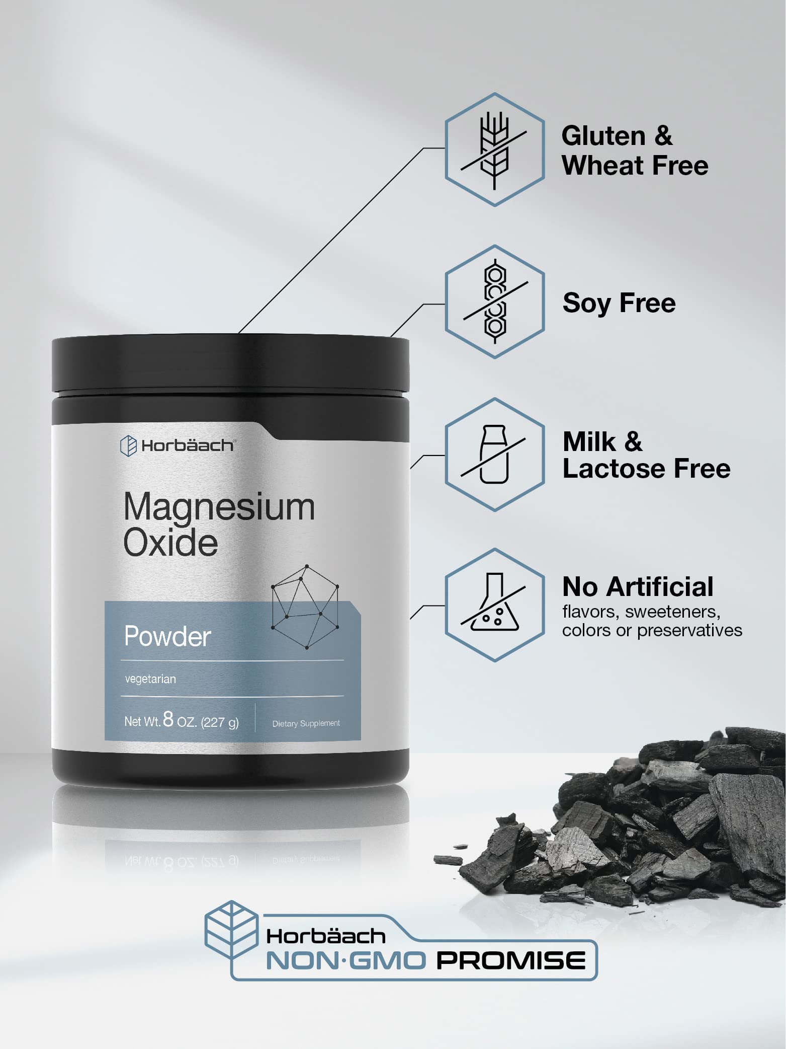 Foto 5 pulgar | Suplemento Horbäach De Óxido De Magnesio En Polvo 400 Mg 227 G - Venta Internacional.