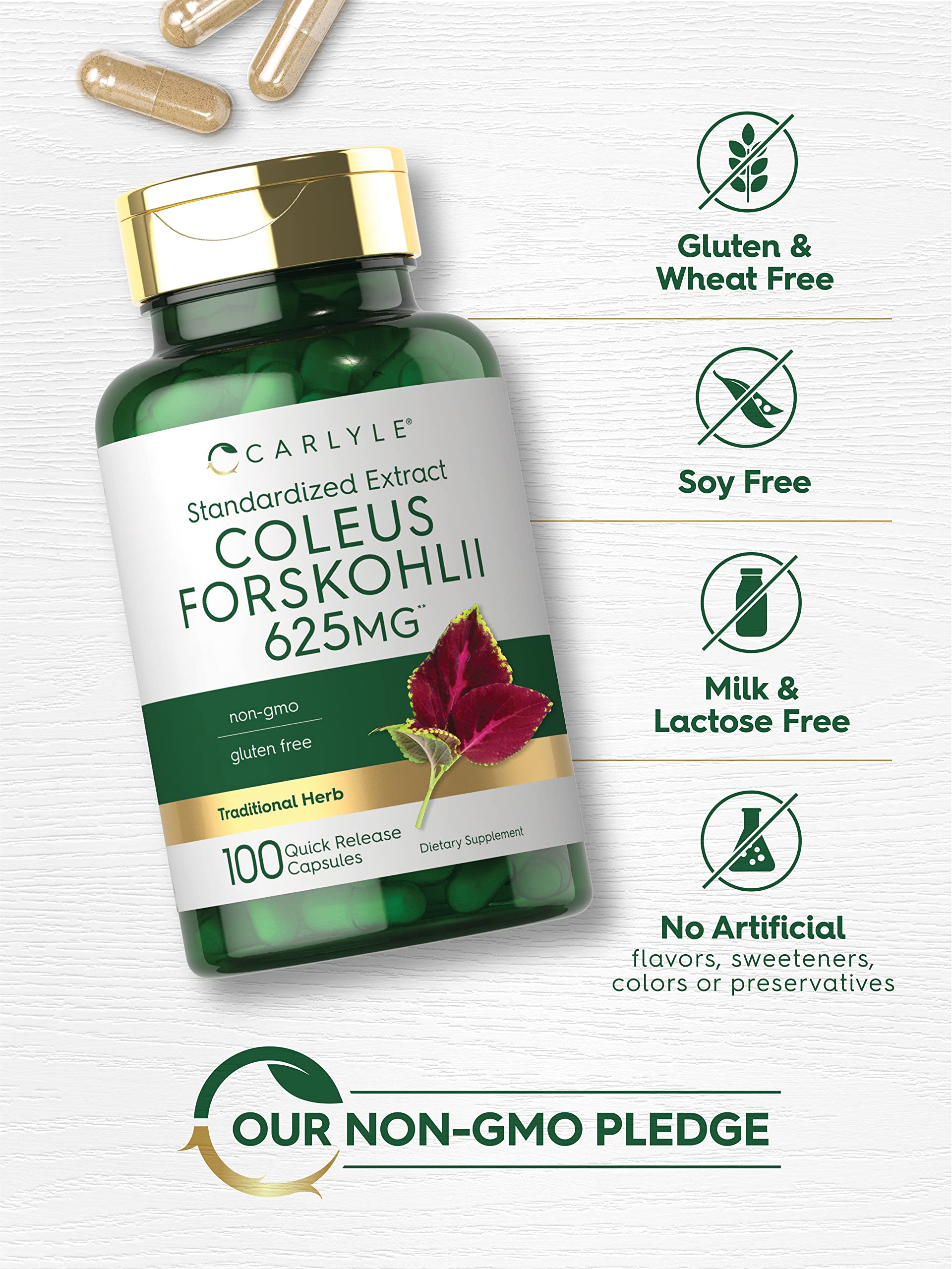 Foto 5 pulgar | Suplemento Carlyle Coleus Forskohlii En Cápsulas De 625 Mg, 100 Unidades - Venta Internacional.