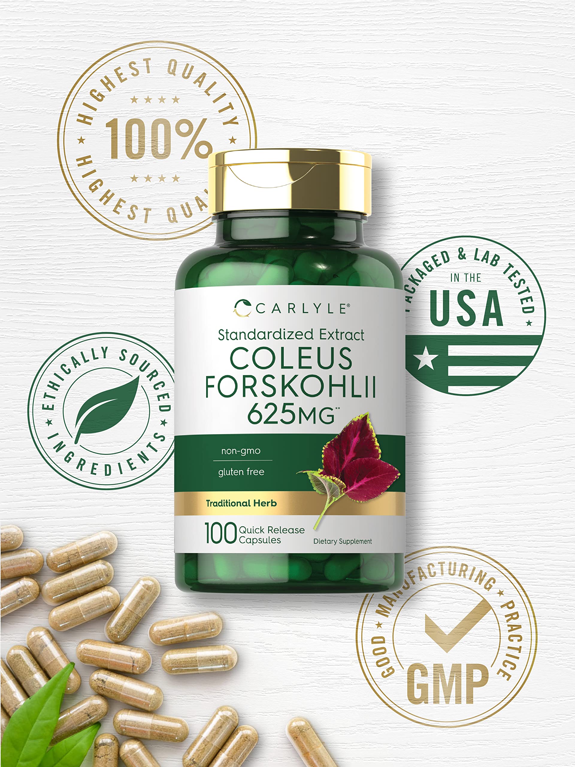 Foto 6 pulgar | Suplemento Carlyle Coleus Forskohlii En Cápsulas De 625 Mg, 100 Unidades - Venta Internacional.