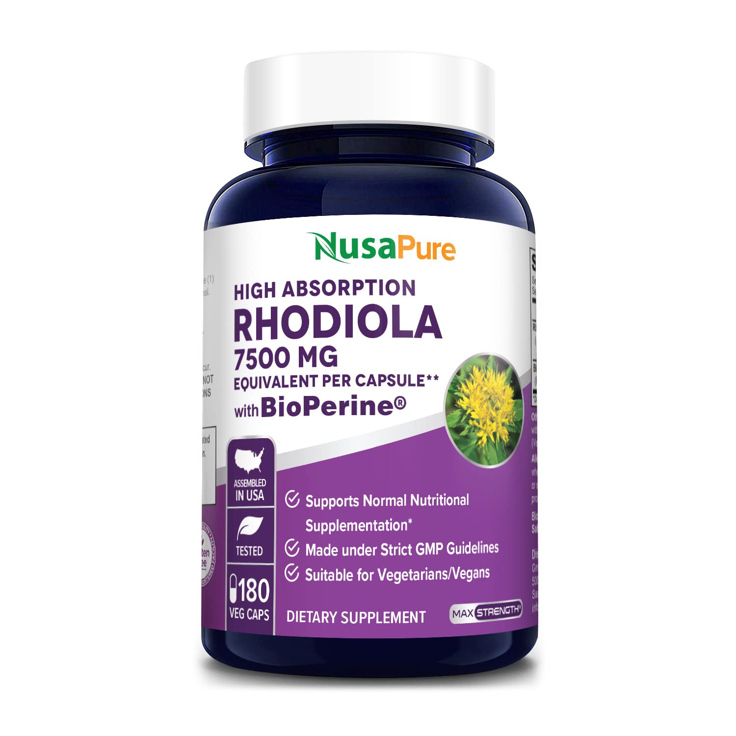 Foto 2 pulgar | Suplemento Nusapure Rhodiola Rosea 7,500 Mg 180 Cápsulas - Venta Internacional.