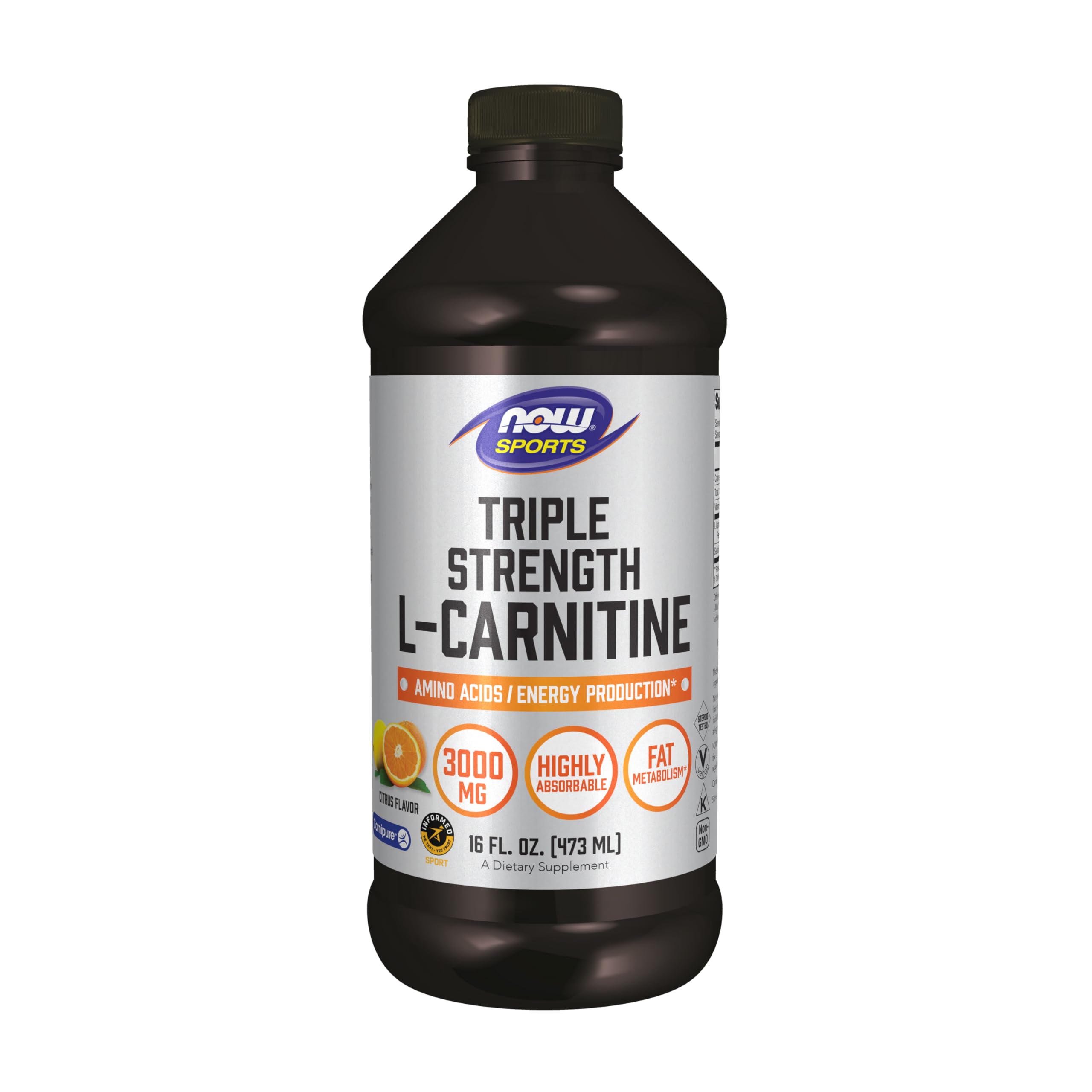 Foto 2 pulgar | Suplemento Now: L-carnitina Líquida, 3000 Mg, Triple Concentración, 473 Ml - Venta Internacional.