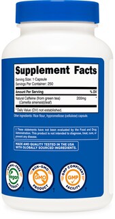 Foto 5 | Suplemento Nutricost De Cafeína Natural 200 Mg 250 Cápsulas - Venta Internacional.