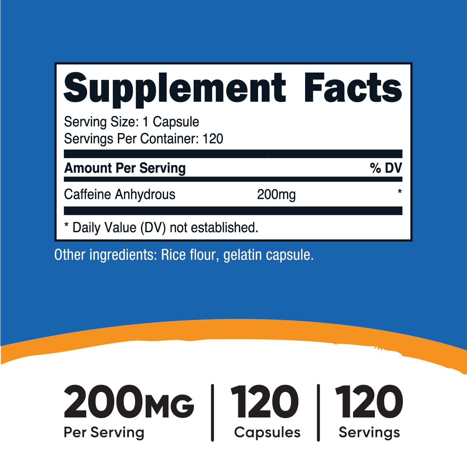 Foto 3 pulgar | Píldoras De Cafeína Nutricost 200 Mg 120 Cápsulas Sin Gluten - Venta Internacional.