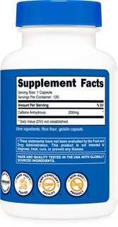 Foto 5 | Píldoras De Cafeína Nutricost 200 Mg 120 Cápsulas Sin Gluten - Venta Internacional.