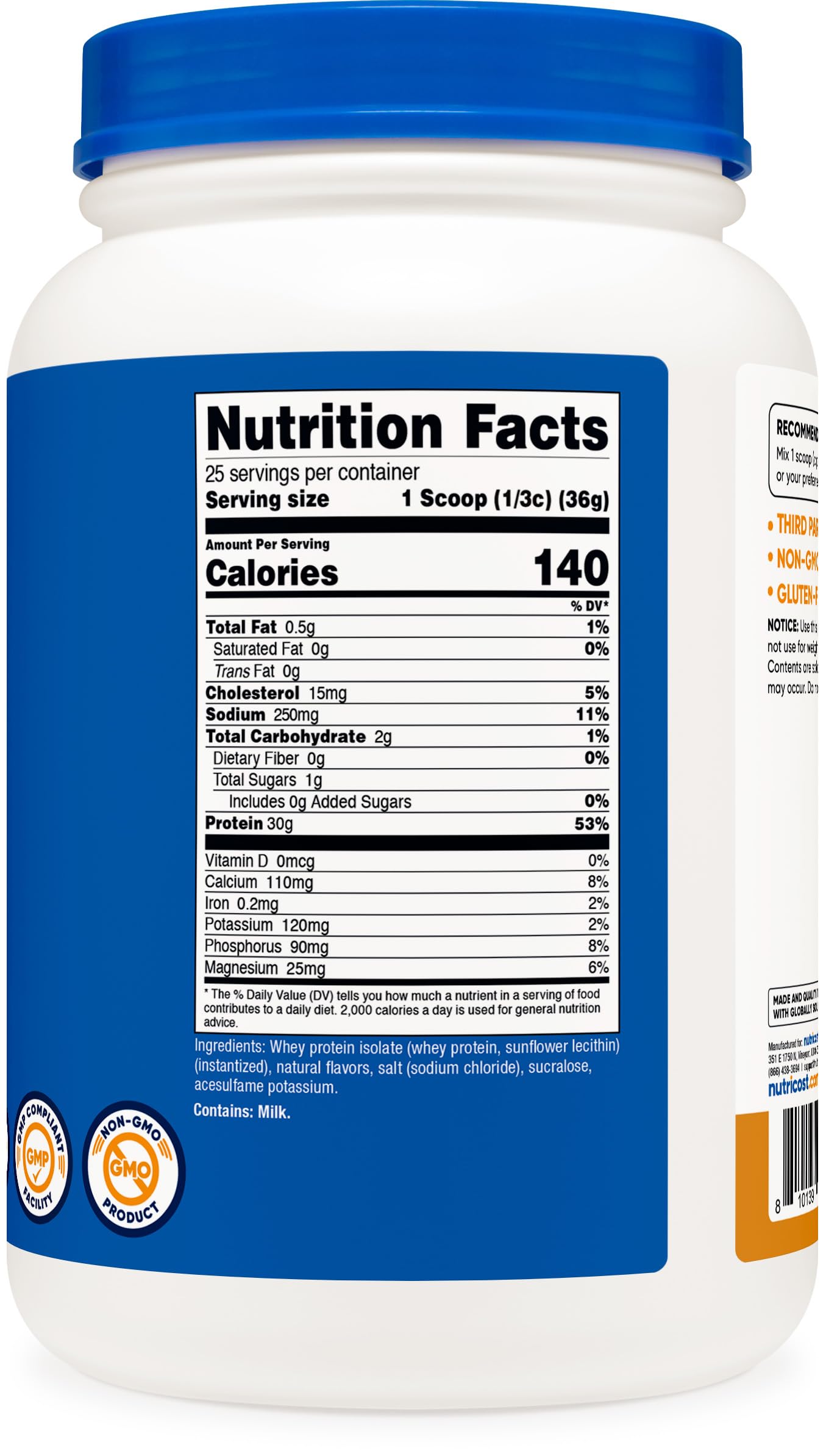 Foto 6 pulgar | Proteína En Polvo Nutricost Whey Protein Isolate, Caramelo Salado, 2 Kg - Venta Internacional.