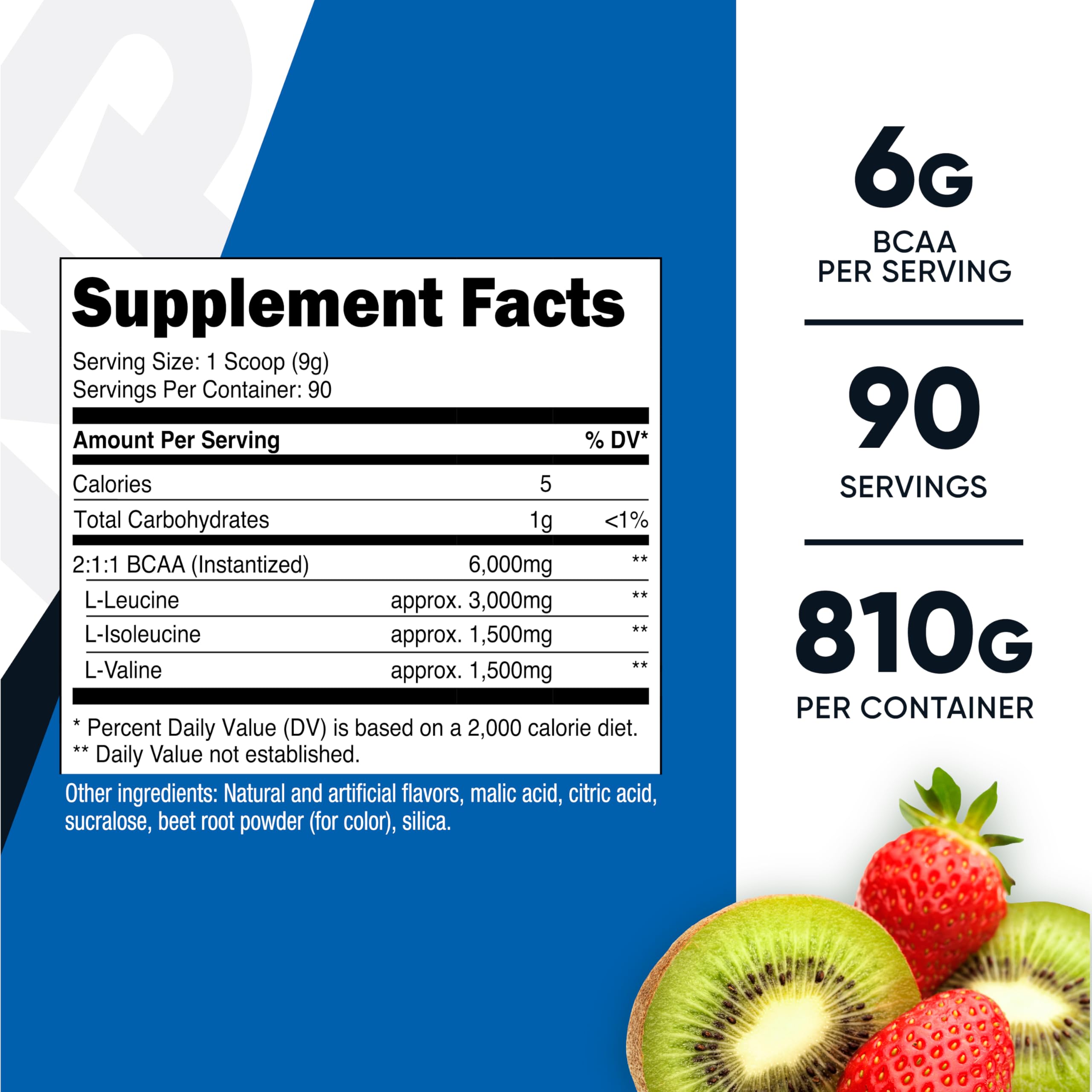 Foto 3 pulgar | Bcaa En Polvo Nutricost Sabor Fresa Y Kiwi 90 Porciones - Venta Internacional.