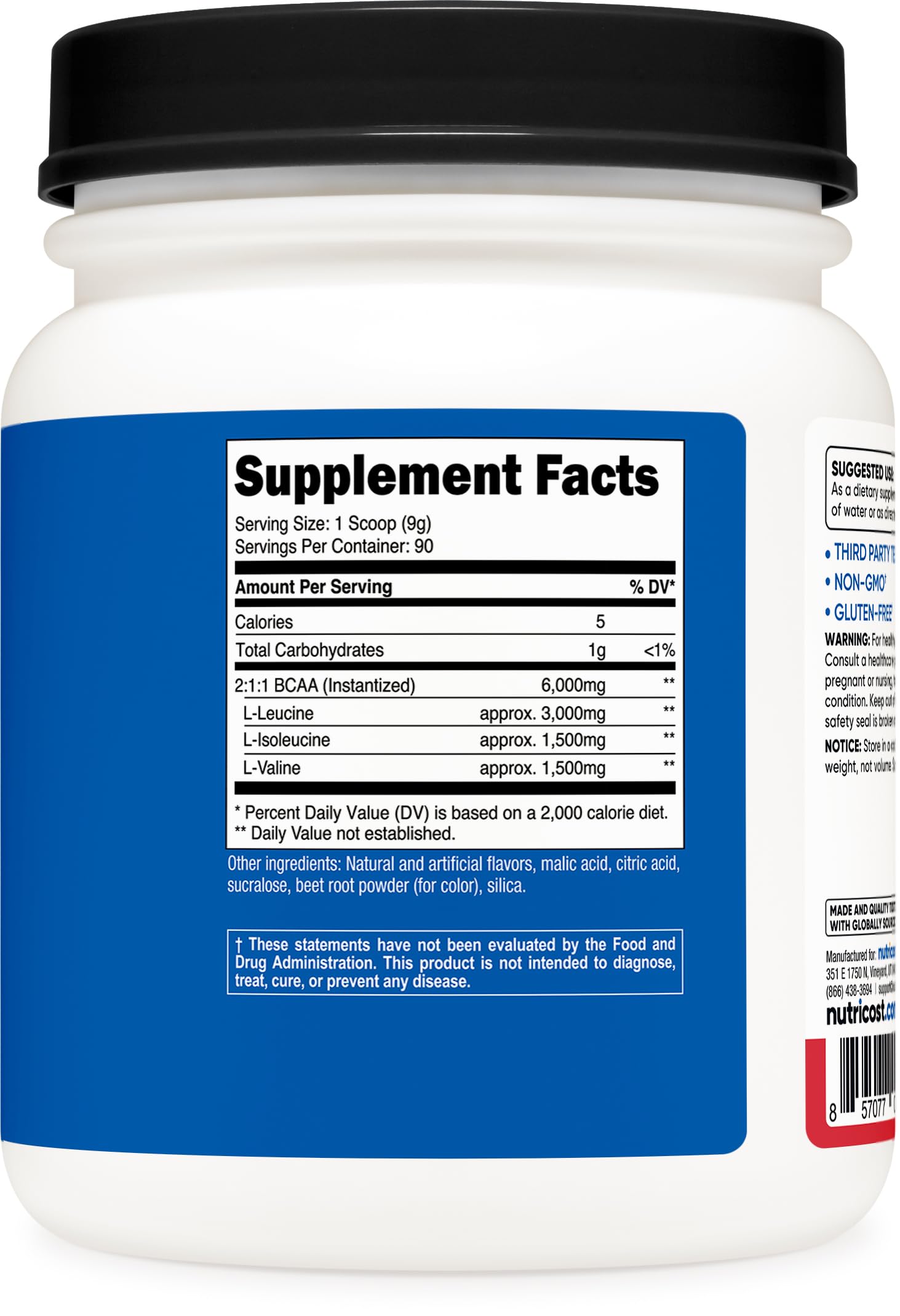 Foto 6 pulgar | Bcaa En Polvo Nutricost Sabor Fresa Y Kiwi 90 Porciones - Venta Internacional.