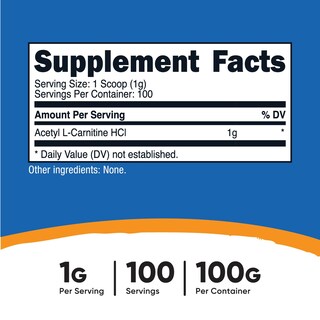 Foto 2 | Suplemento Nutricost Acetil L-carnitina Hci 100 G Sin Ogm - Venta Internacional.