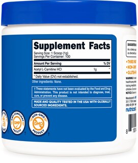 Foto 5 | Suplemento Nutricost Acetil L-carnitina Hci 100 G Sin Ogm - Venta Internacional.