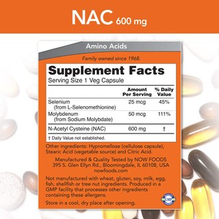 Foto 5 | Suplemento Now Foods: Nac-acetil Cisteína, 600 Mg, 250 Cápsulas - Venta Internacional.