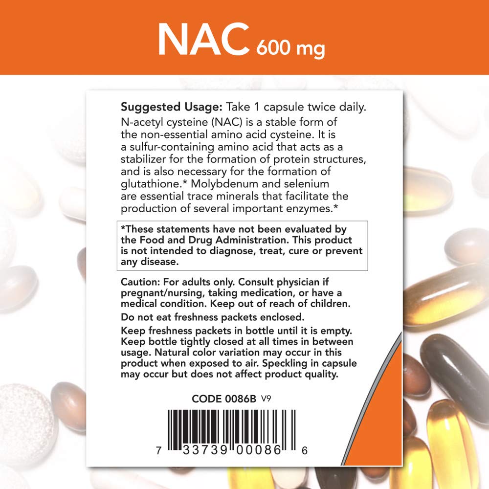 Foto 7 | Suplemento Now Foods: Nac-acetil Cisteína, 600 Mg, 250 Cápsulas - Venta Internacional.