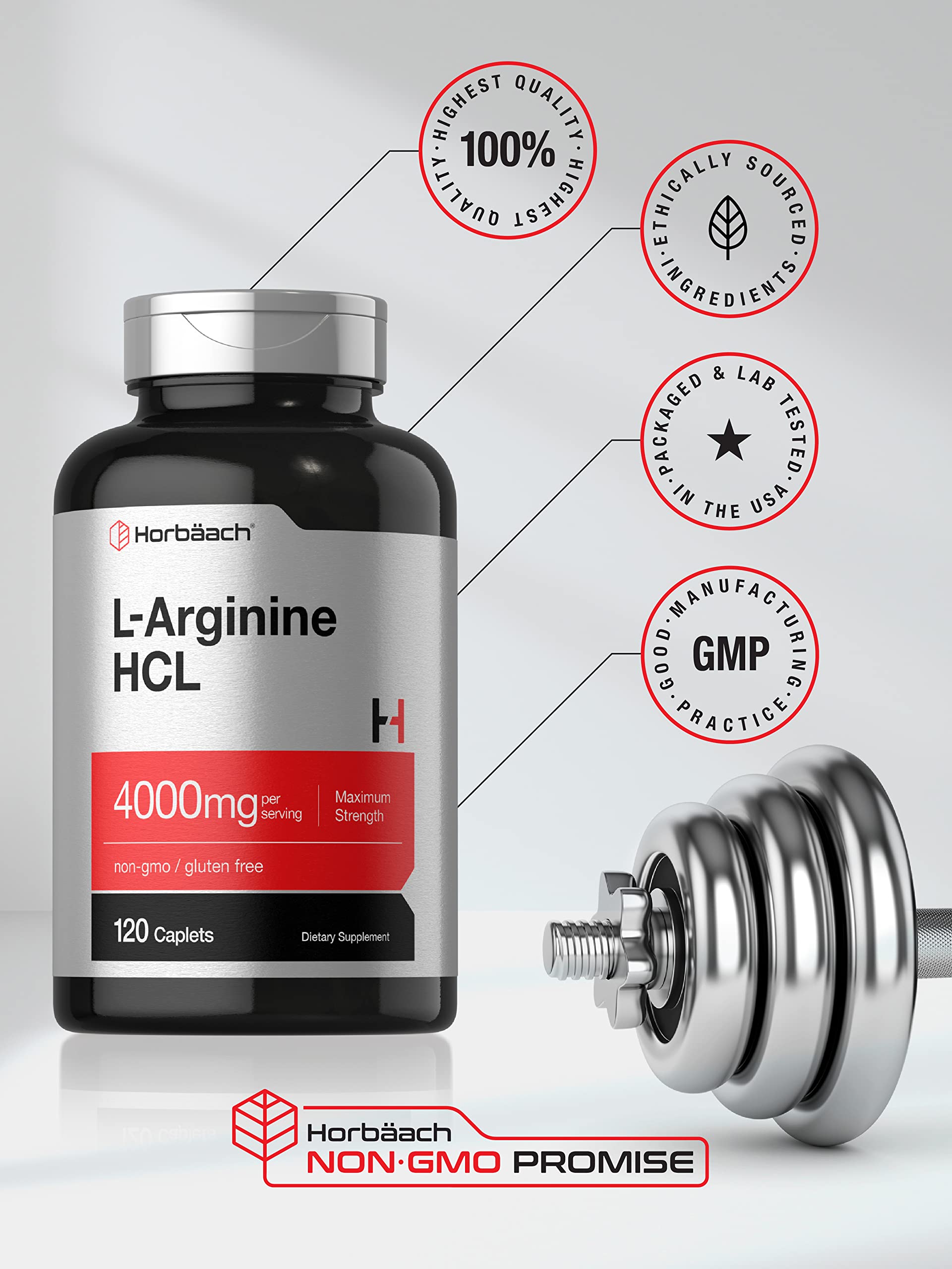 Foto 5 | Suplemento Horbäach L-arginina 4000 Mg 120 Cápsulas - Venta Internacional.