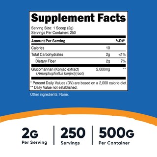 Foto 2 | Suplemento Nutricost Glucomanano En Polvo 500 G - Venta Internacional.