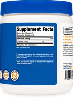 Foto 6 | Suplemento Nutricost De Tartrato De L-carnitina 1000 Mg 120 Cápsulas - Venta Internacional.