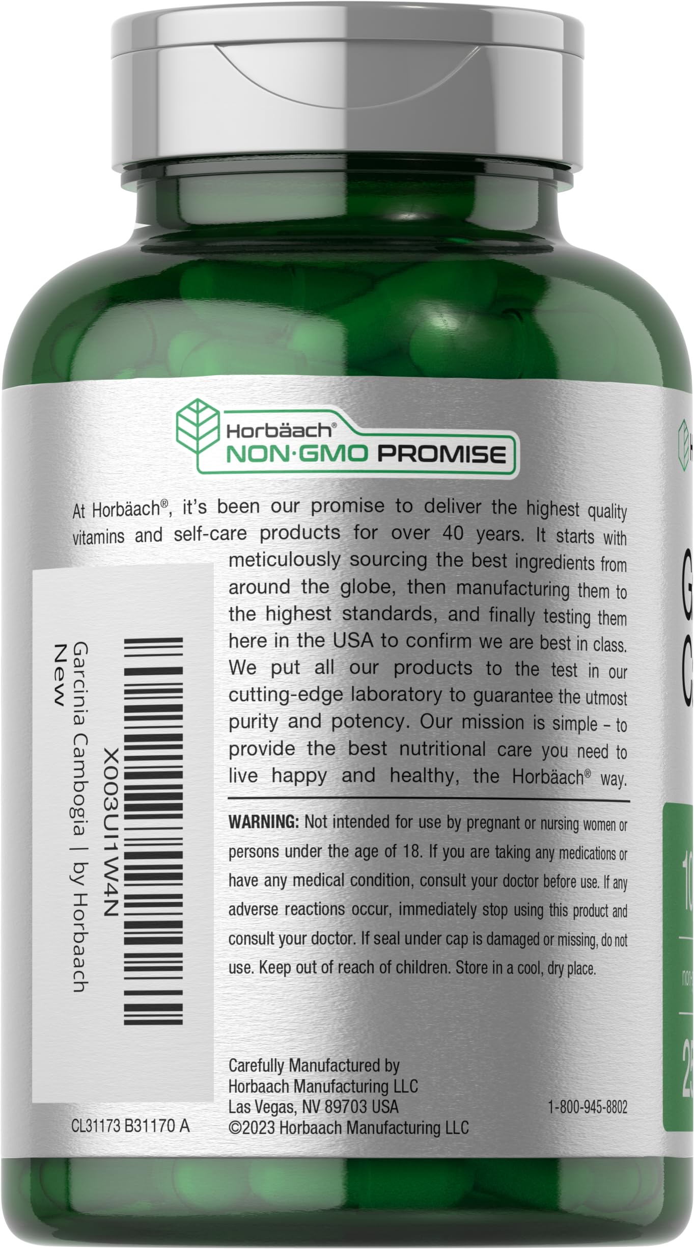 Foto 4 pulgar | Suplemento De Extracto De Horbaach Garcinia Cambogia 1000 Mg 250 Cápsulas - Venta Internacional.