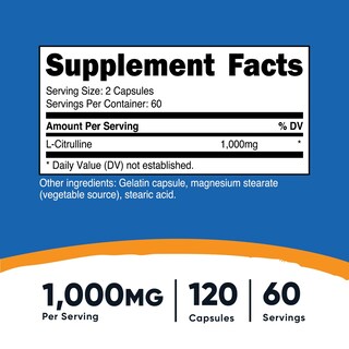Foto 2 | Suplemento Nutricost L-citrulina 750 Mg 120 Cápsulas - Venta Internacional.
