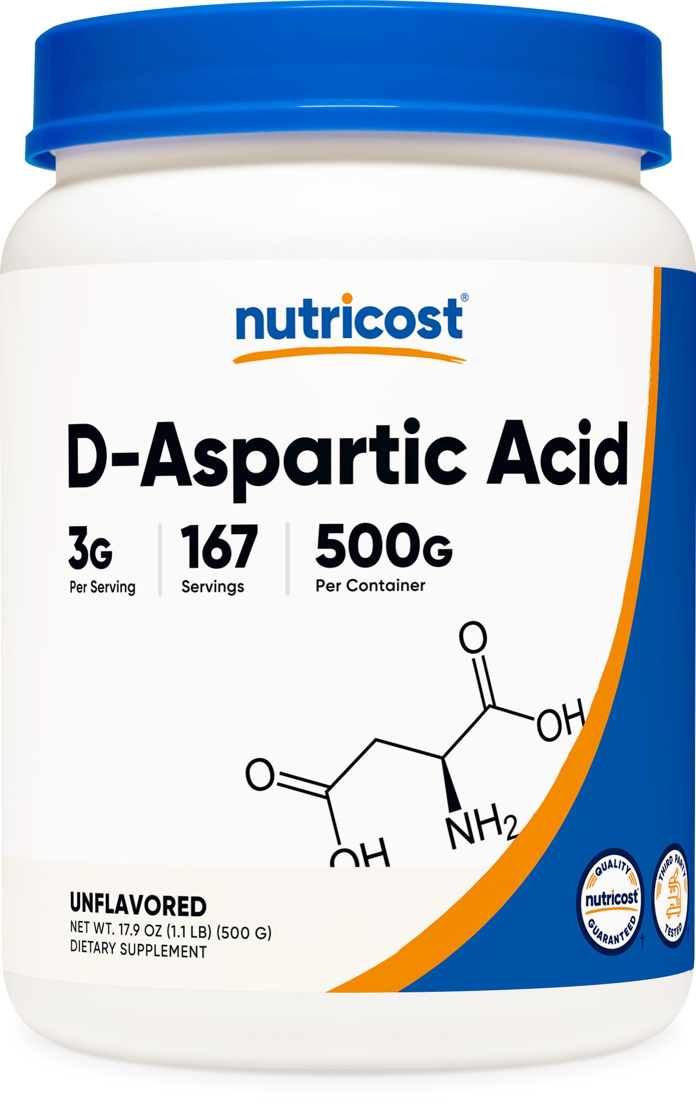 Foto 2 pulgar | Suplemento De Ácido D-aspártico Nutricost En Polvo De 500 G - Venta Internacional.