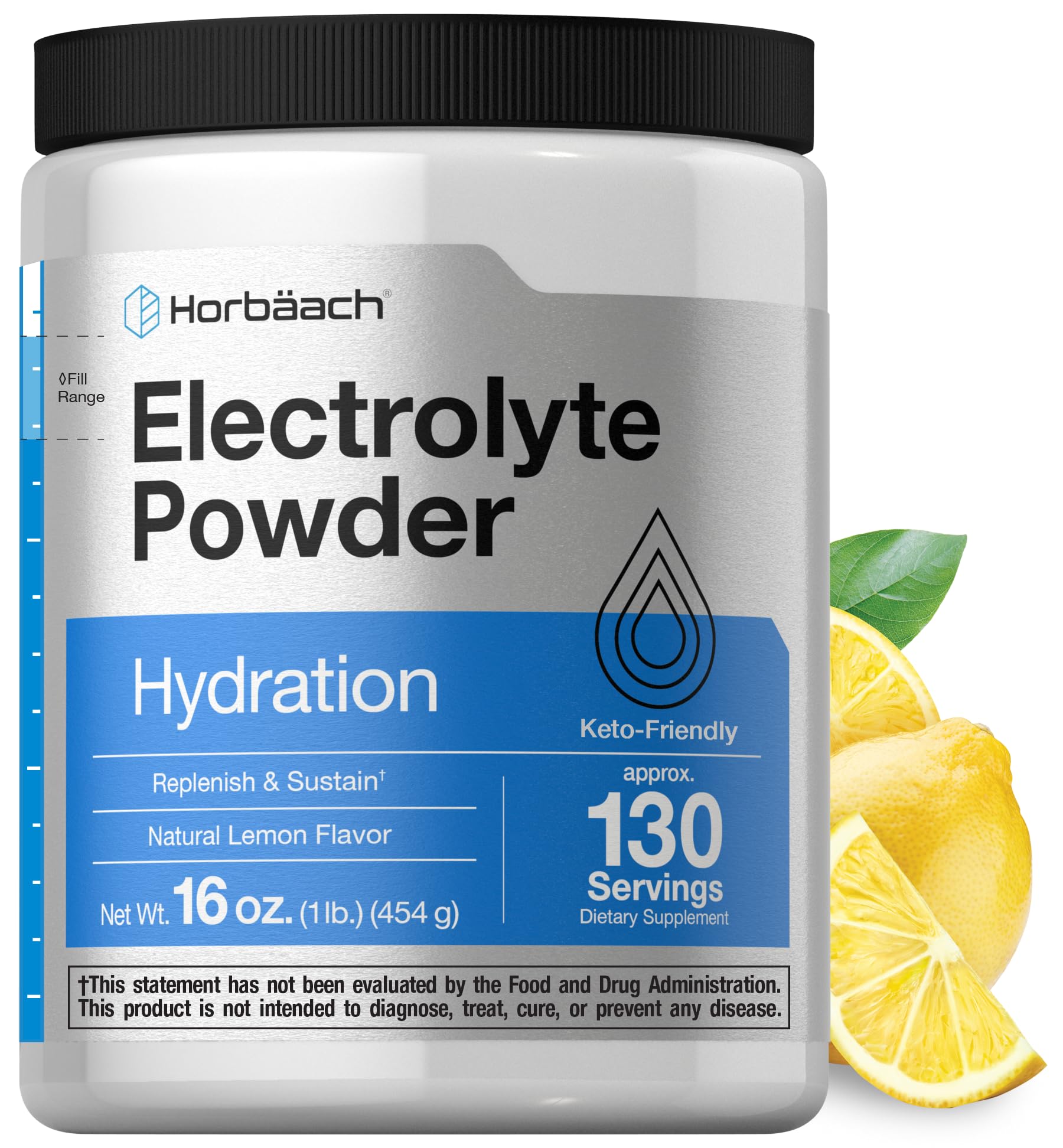 Foto 1 | Electrolitos En Polvo Horbäach, 473 Ml, 130 Porciones, Sabor Limón - Venta Internacional.