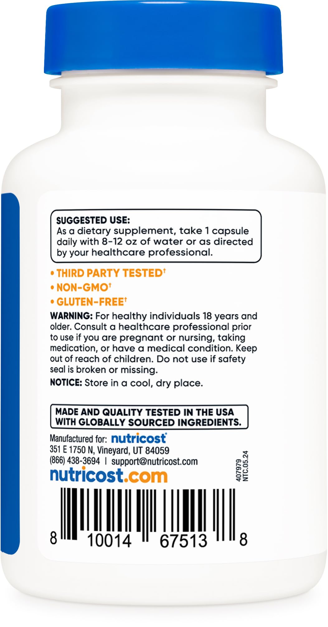 Foto 5 pulgar | Suplemento Nutricost 5-htp 200 Mg 60 Cápsulas Vegetarianas - Venta Internacional.
