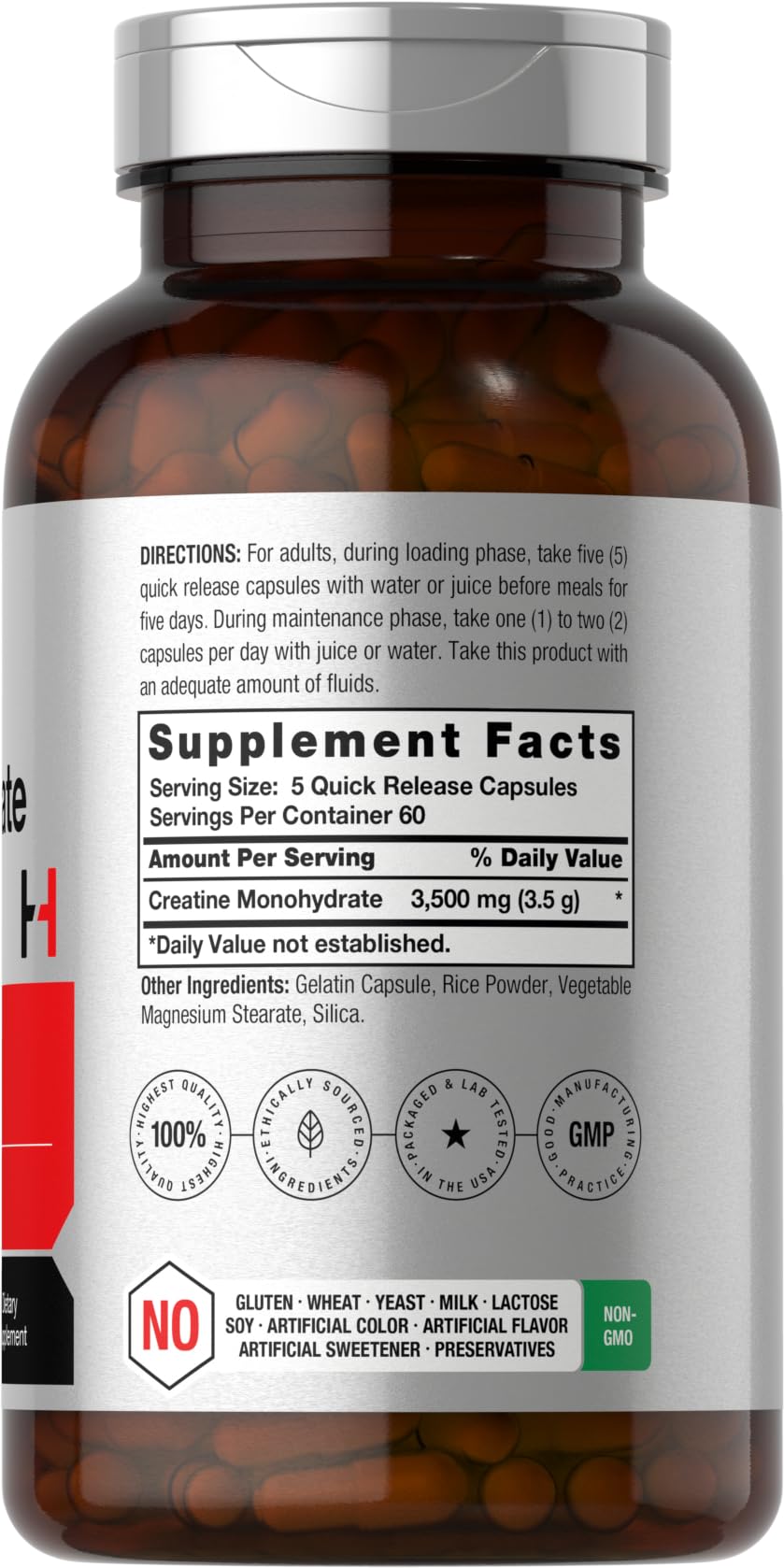 Foto 3 pulgar | Suplemento Horbäach De Monohidrato De Creatina En Cápsulas De 3500 Mg - Venta Internacional.