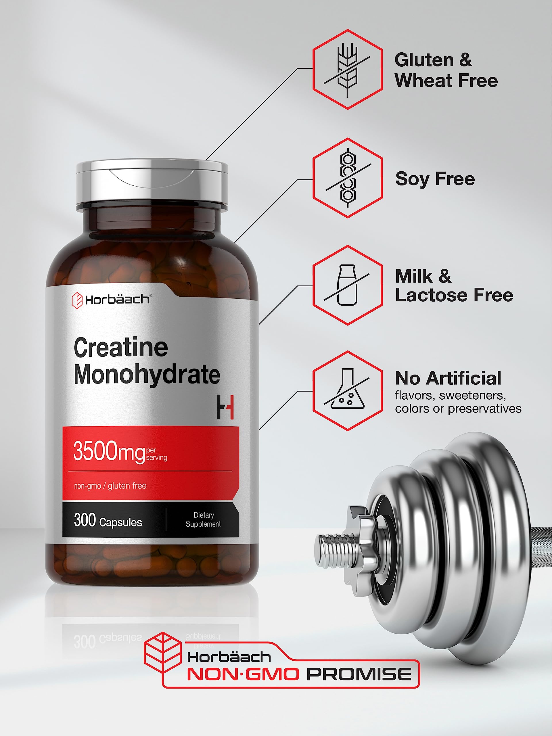Foto 5 pulgar | Suplemento Horbäach De Monohidrato De Creatina En Cápsulas De 3500 Mg - Venta Internacional.