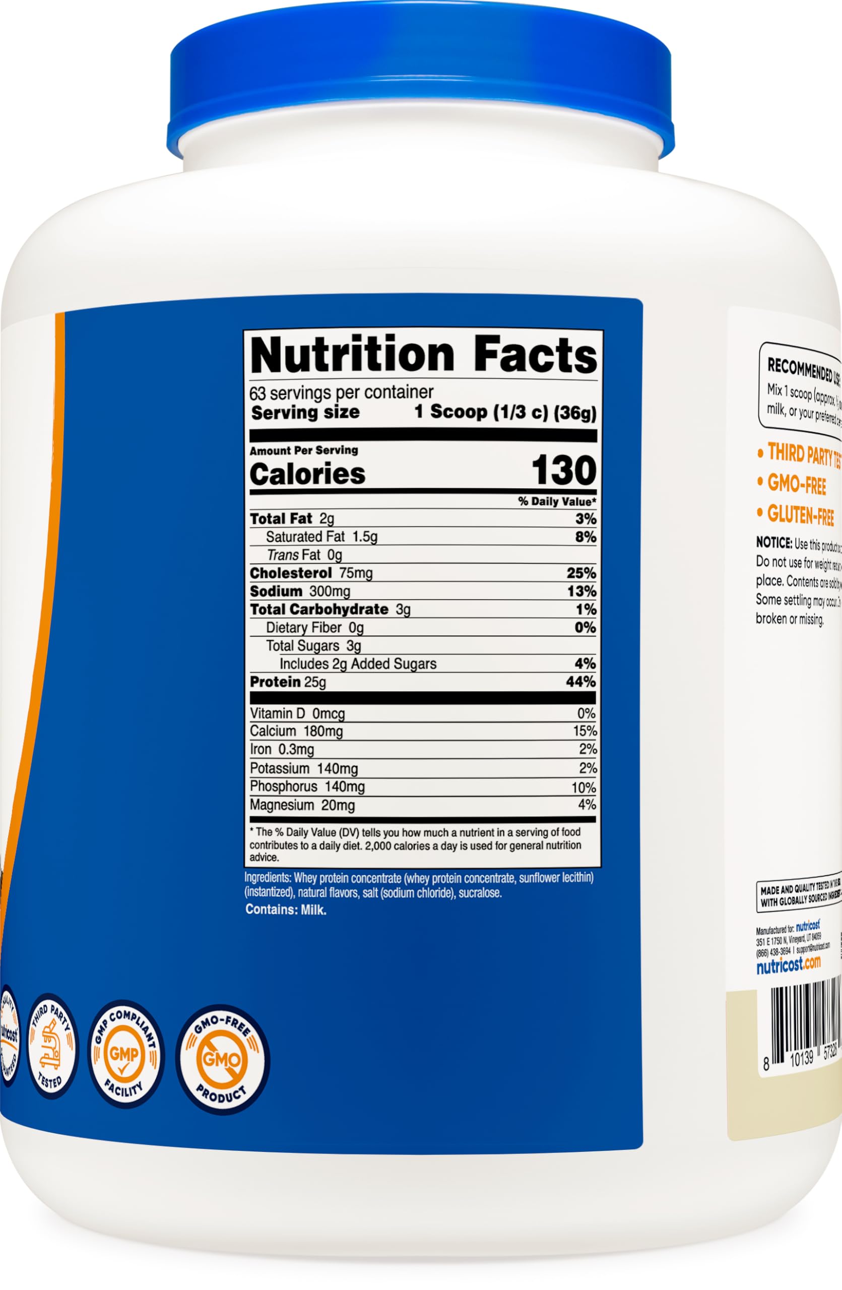 Foto 6 pulgar | Proteína En Polvo Nutricost, Concentrado De Proteína De Suero De Leche, Vainilla, 2,27 Kg - Venta Internacional.