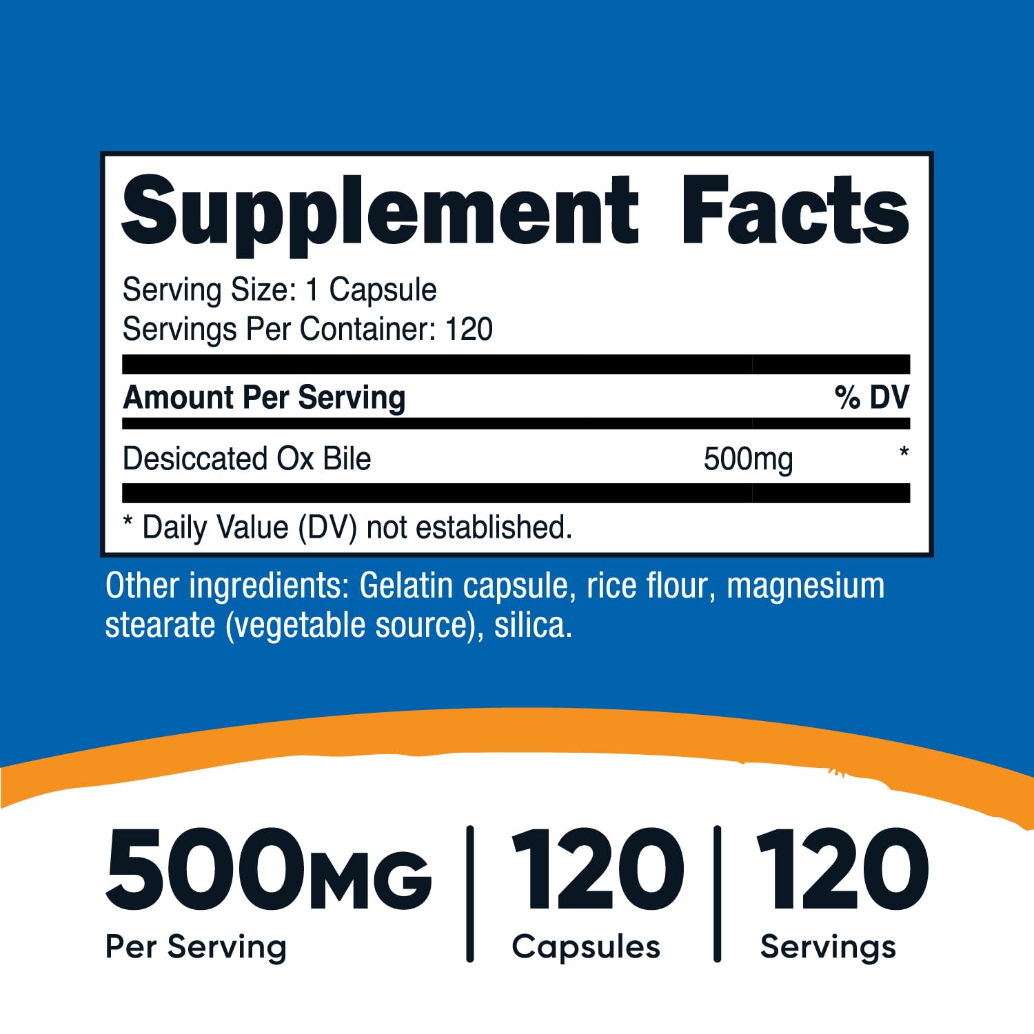 Foto 3 pulgar | Suplemento Nutricost, Cápsulas De Bilis De Buey, 500 Mg, 120 Cápsulas - Venta Internacional.