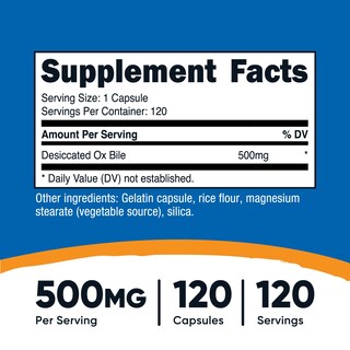 Foto 2 | Suplemento Nutricost, Cápsulas De Bilis De Buey, 500 Mg, 120 Cápsulas - Venta Internacional.