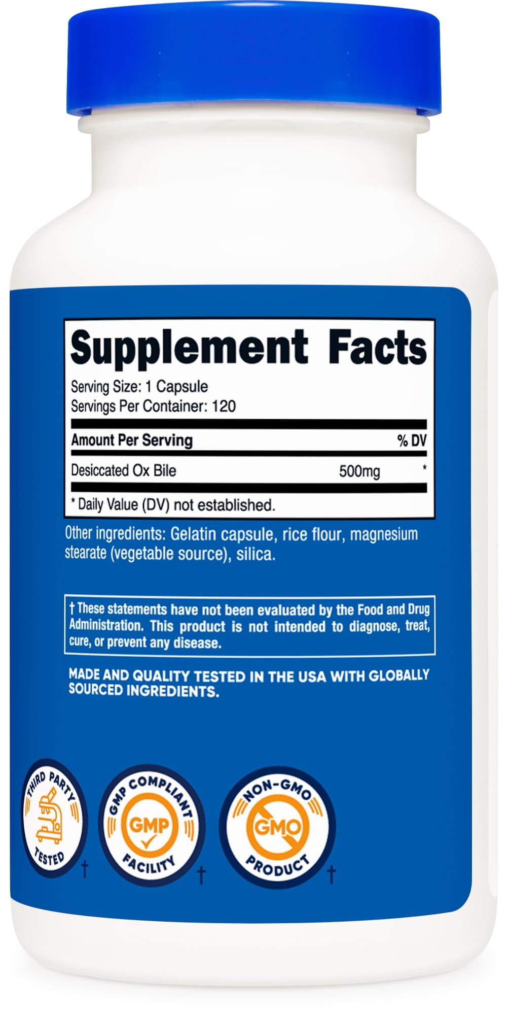 Foto 6 pulgar | Suplemento Nutricost, Cápsulas De Bilis De Buey, 500 Mg, 120 Cápsulas - Venta Internacional.