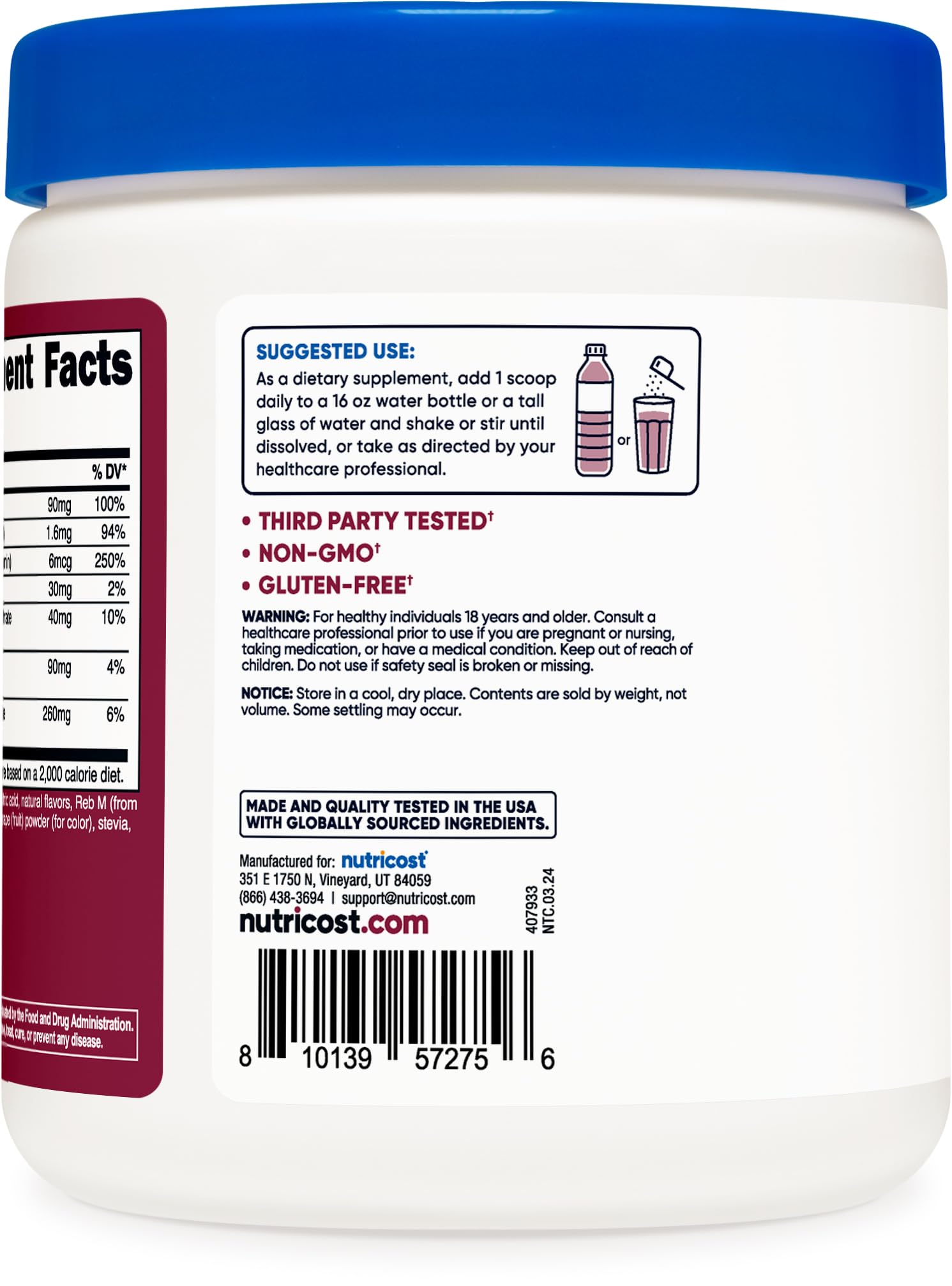 Foto 5 pulgar | Suplemento De Hidratación Nutricost Electrolyte Complex Powder - Venta Internacional.